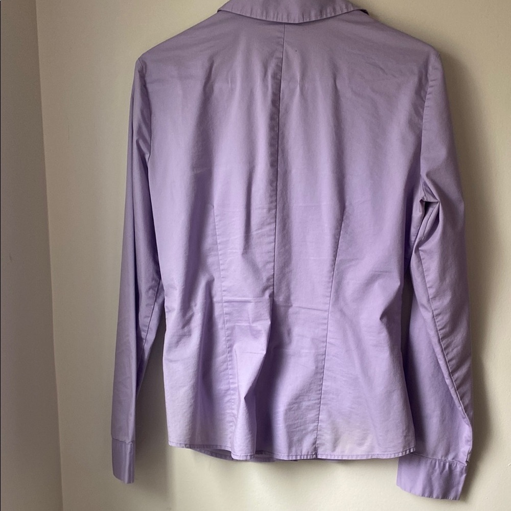 NY&Co Lavender Ruched-Front Long Sleeve Shirt Women's Size Medium - Picture 2 of 13